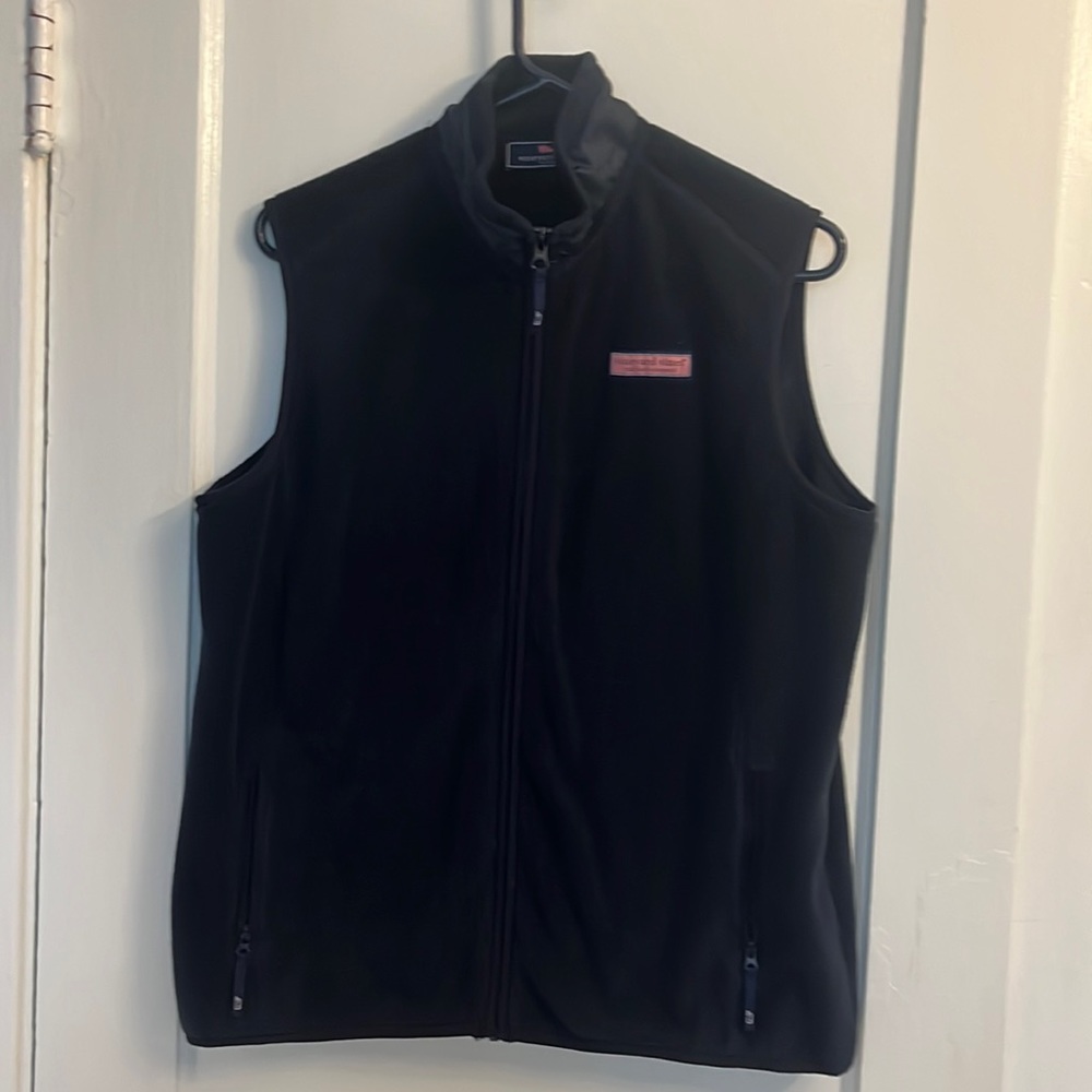 Vineyard Vines navy fleece zip up vest boys xl excellent